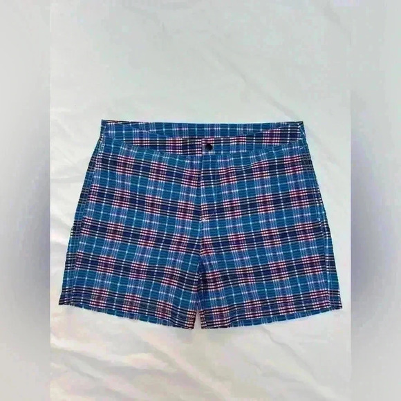 Bugatchi NEW Men’s Red White and Blue Plaid Textured Lightweight Swim Trunks - Picture 3 of 13
